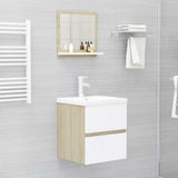 Bathroom Mirror White and Sonoma Oak 40x10.5x37 cm Engineered Wood