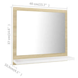 Bathroom Mirror White and Sonoma Oak 40x10.5x37 cm Engineered Wood - Close-Up Angle