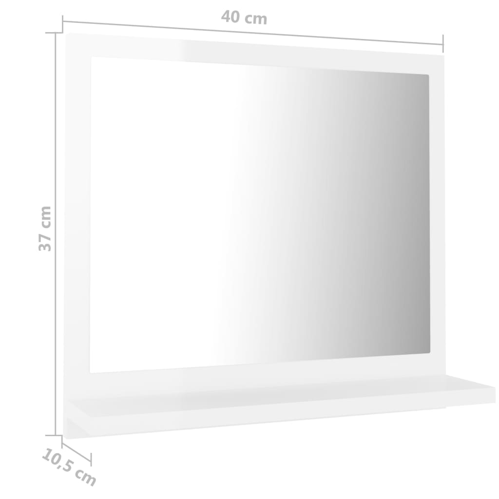 Bathroom Mirror High Gloss White 40x10.5x37 cm Engineered Wood