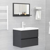 Bathroom Mirror Grey 60x10.5x37 cm Engineered Wood - Rear View