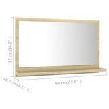 Bathroom Mirror Sonoma Oak 60x10.5x37 cm Engineered Wood - Close-Up Angle