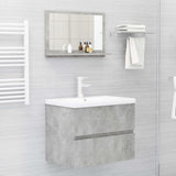 Bathroom Mirror Concrete Grey 60x10.5x37 cm Engineered Wood - Rear View