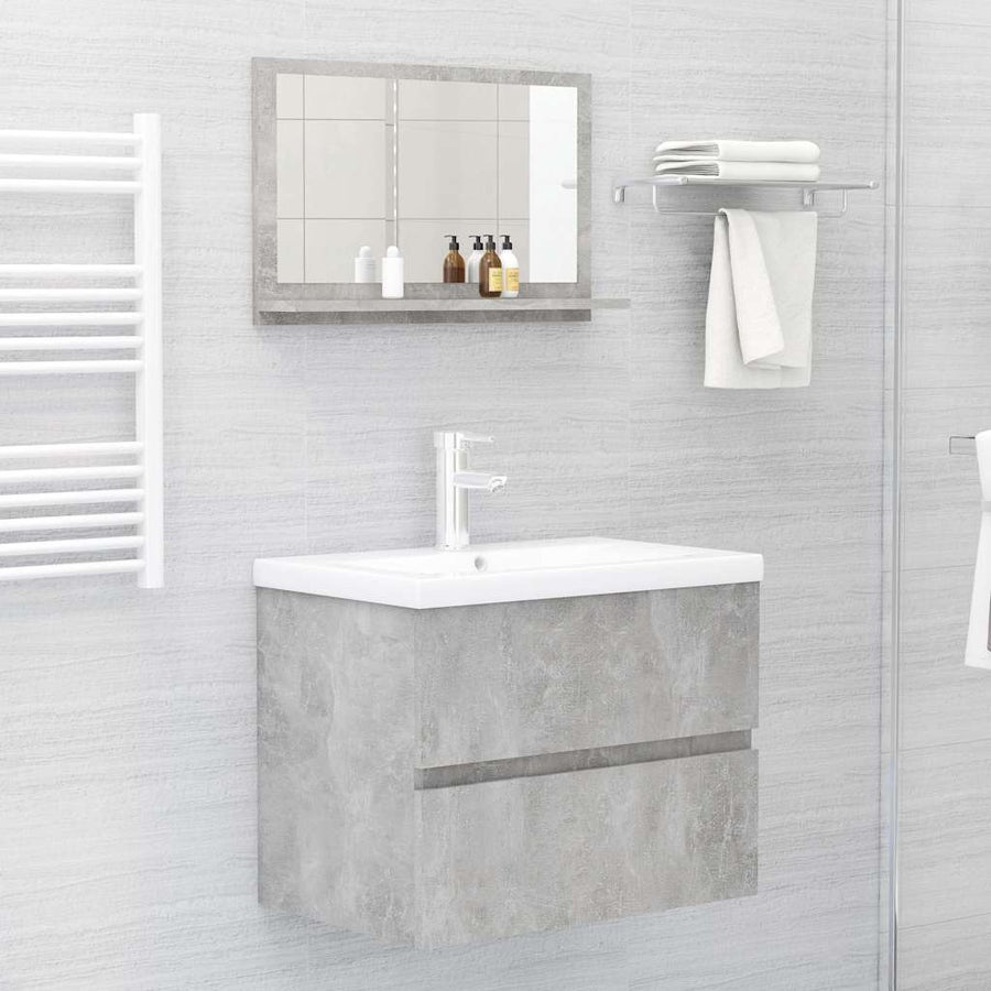Bathroom Mirror Concrete Grey 60x10.5x37 cm Engineered Wood