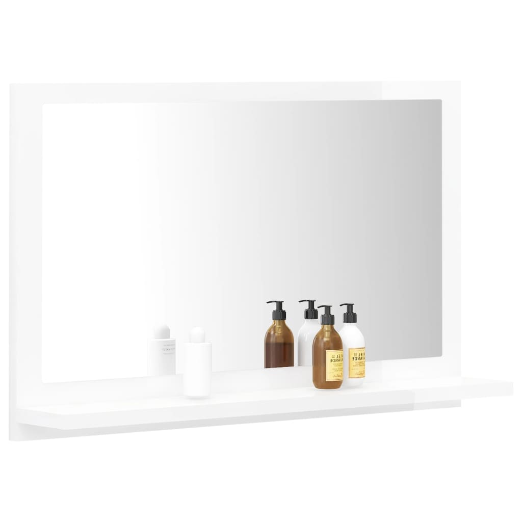 Bathroom Mirror High Gloss White 60x10.5x37 cm Engineered Wood