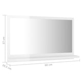 Bathroom Mirror High Gloss White 60x10.5x37 cm Engineered Wood