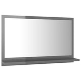 Bathroom Mirror High Gloss Grey 60x10.5x37 cm Engineered Wood - Side View