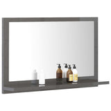 Bathroom Mirror High Gloss Grey 60x10.5x37 cm Engineered Wood - Top-Down View