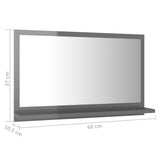 Bathroom Mirror High Gloss Grey 60x10.5x37 cm Engineered Wood - Close-Up Angle