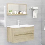 Bathroom Mirror Sonoma Oak 80x10.5x37 cm Engineered Wood - Rear View