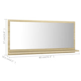 Bathroom Mirror Sonoma Oak 80x10.5x37 cm Engineered Wood - Close-Up Angle