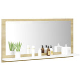 Bathroom Mirror White and Sonoma Oak 80x10.5x37 cm Engineered Wood - Top-Down View
