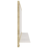 Bathroom Mirror White and Sonoma Oak 80x10.5x37 cm Engineered Wood - 45-Degree Angle