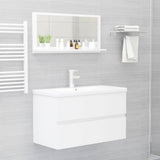 Bathroom Mirror High Gloss White 80x10.5x37 cm Engineered Wood - Rear View