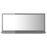Bathroom Mirror High Gloss Grey 80x10.5x37 cm Engineered Wood - Front View