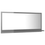 Bathroom Mirror High Gloss Grey 80x10.5x37 cm Engineered Wood - Side View