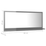 Bathroom Mirror High Gloss Grey 80x10.5x37 cm Engineered Wood - Close-Up Angle