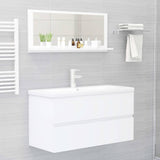 Bathroom Mirror White 90x10.5x37 cm Engineered Wood - Rear View