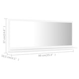 Bathroom Mirror White 90x10.5x37 cm Engineered Wood - Close-Up Angle