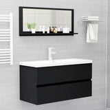 Bathroom Mirror Black 90x10.5x37 cm Engineered Wood - Rear View