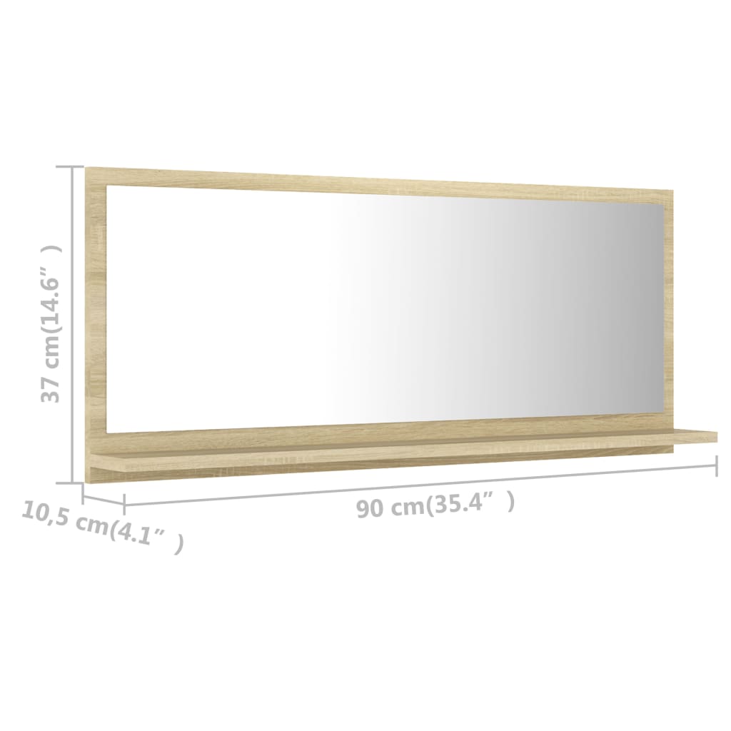 Bathroom Mirror Sonoma Oak 90x10.5x37 cm Engineered Wood