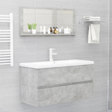 Bathroom Mirror Concrete Grey 90x10.5x37 cm Engineered Wood - Top-Down View