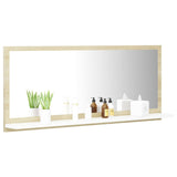 Bathroom Mirror White and Sonoma Oak 90x10.5x37 cm Engineered Wood - Side View