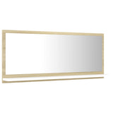 Bathroom Mirror White and Sonoma Oak 90x10.5x37 cm Engineered Wood - 45-Degree Angle