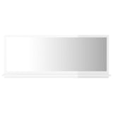 Bathroom Mirror High Gloss White 90x10.5x37 cm Engineered Wood - Front View