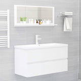 Bathroom Mirror High Gloss White 90x10.5x37 cm Engineered Wood - Top-Down View