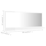 Bathroom Mirror High Gloss White 90x10.5x37 cm Engineered Wood - Close-Up Angle