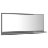 Bathroom Mirror High Gloss Grey 90x10.5x37 cm Engineered Wood - 45-Degree Angle