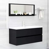 Bathroom Mirror Black 100x10.5x37 cm Engineered Wood - Rear View
