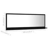 Bathroom Mirror Black 100x10.5x37 cm Engineered Wood - Close-Up Angle