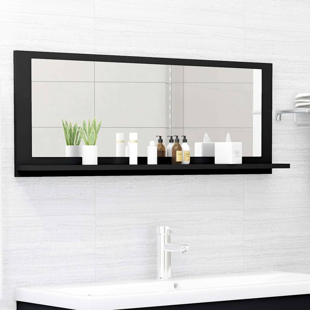 Bathroom Mirror Black 100x10.5x37 cm Engineered Wood
