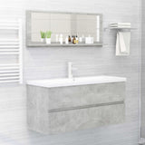 Bathroom Mirror Concrete Grey 100x10.5x37 cm Engineered Wood - Rear View