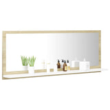 Bathroom Mirror White and Sonoma Oak 100x10.5x37 cm Engineered Wood - Top-Down View
