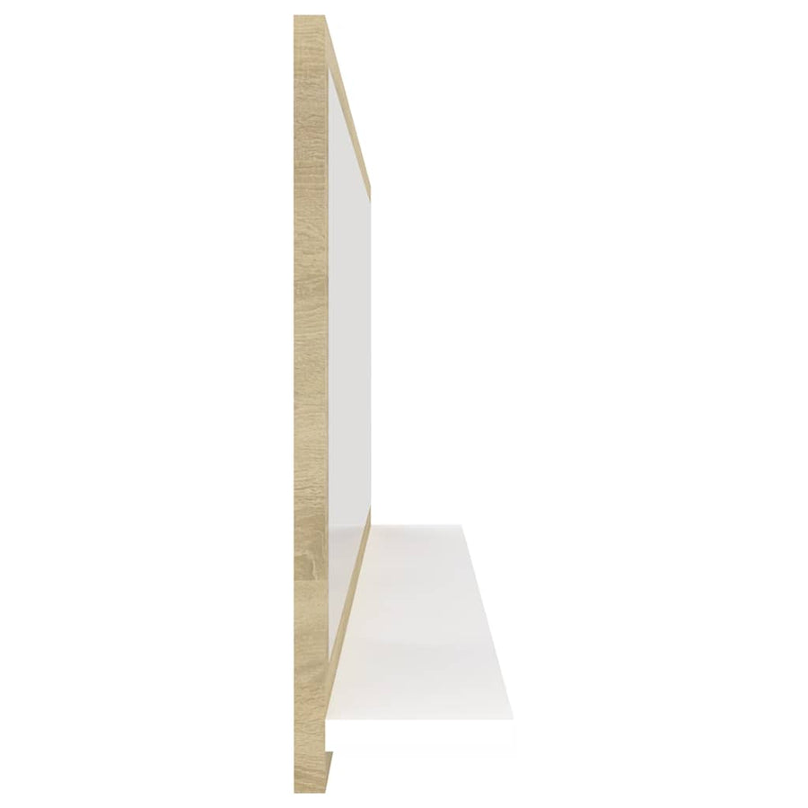 Bathroom Mirror White and Sonoma Oak 100x10.5x37 cm Engineered Wood