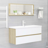 Bathroom Mirror White and Sonoma Oak 100x10.5x37 cm Engineered Wood