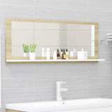Bathroom Mirror White and Sonoma Oak 100x10.5x37 cm Engineered Wood