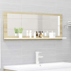 Bathroom Mirror White and Sonoma Oak 100x10.5x37 cm Engineered Wood