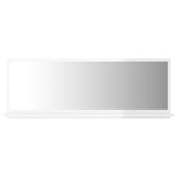 Bathroom Mirror High Gloss White 100x10.5x37 cm Engineered Wood - Front View