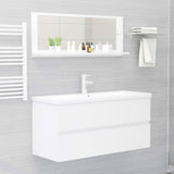 Bathroom Mirror High Gloss White 100x10.5x37 cm Engineered Wood - Rear View