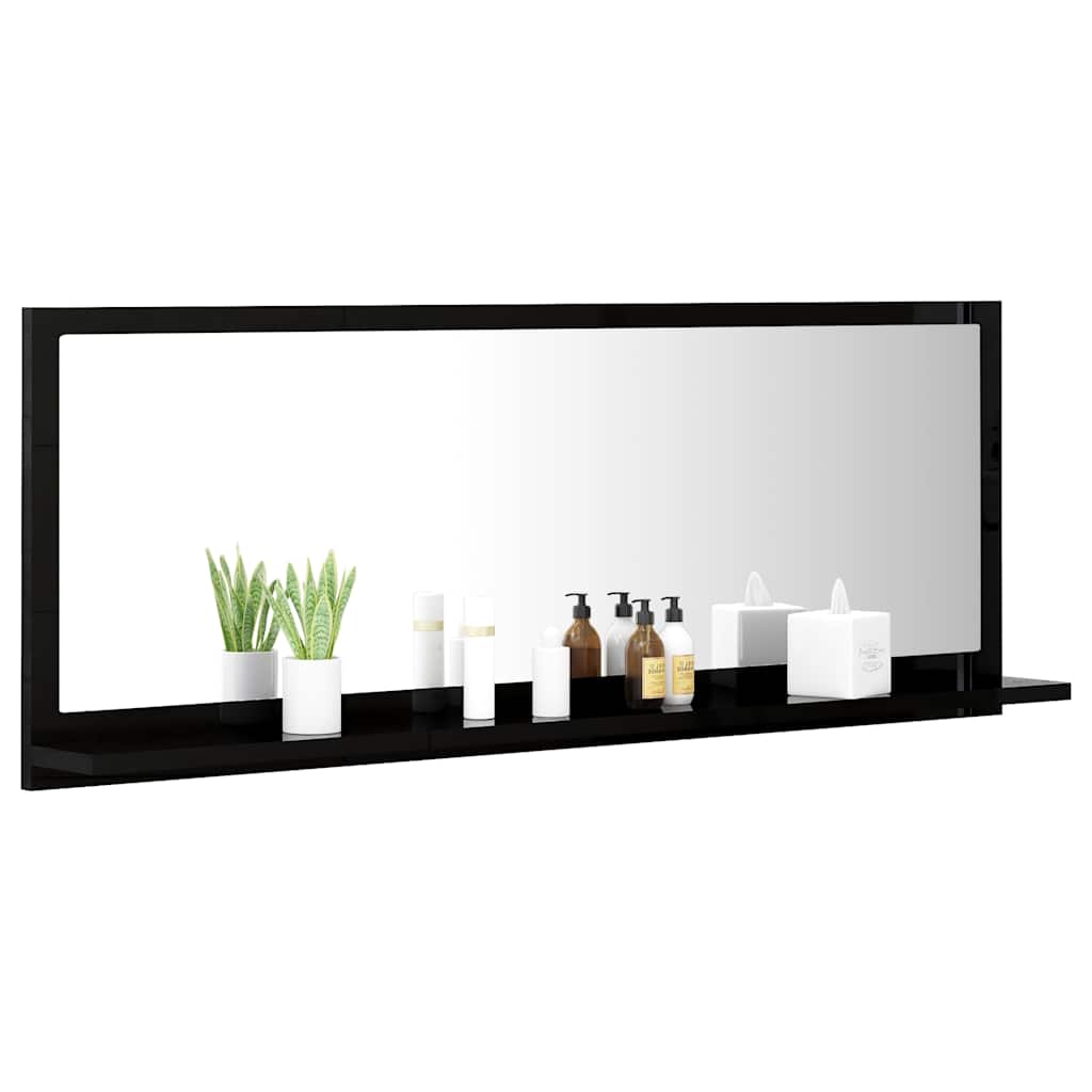 Bathroom Mirror High Gloss Black 100x10.5x37 cm Engineered Wood