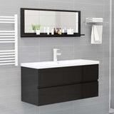 Bathroom Mirror High Gloss Black 100x10.5x37 cm Engineered Wood - Rear View