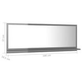 Bathroom Mirror High Gloss Grey 100x10.5x37 cm Engineered Wood - Close-Up Angle