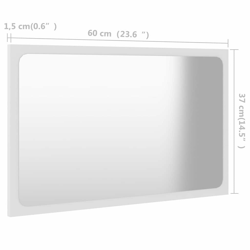 Bathroom Mirror White 60x1.5x37 cm Engineered Wood