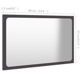 Bathroom Mirror Grey 60x1.5x37 cm Engineered Wood - 45-Degree Angle