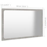 Bathroom Mirror Concrete Grey 60x1.5x37 cm Engineered Wood - 45-Degree Angle
