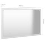Bathroom Mirror High Gloss White 60x1.5x37 cm Engineered Wood - 45-Degree Angle