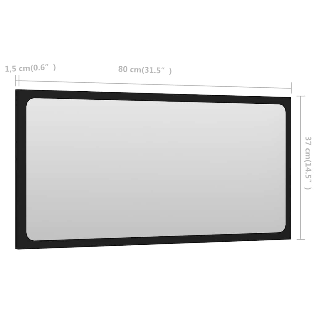Bathroom Mirror Black 80x1.5x37 cm Engineered Wood